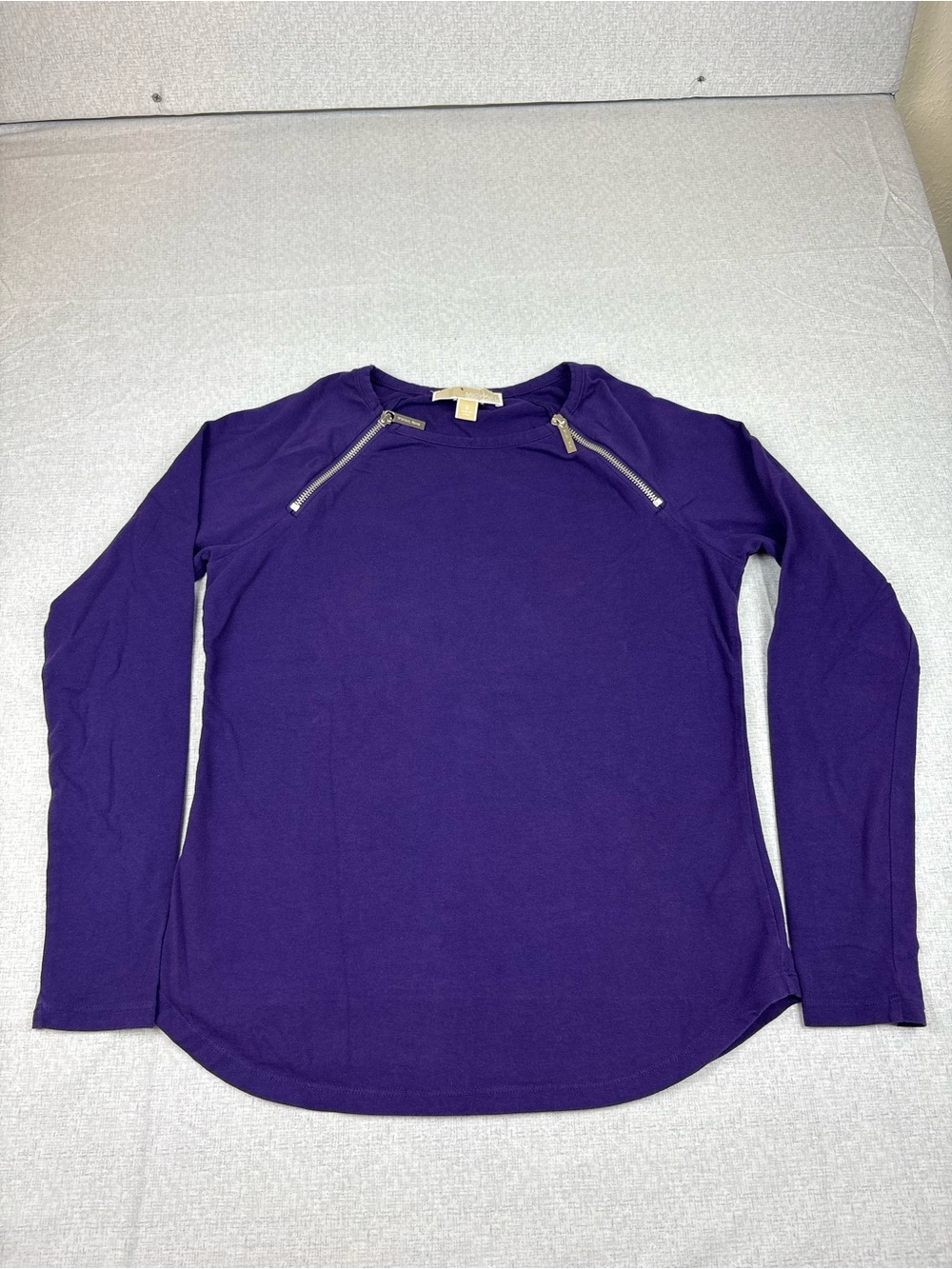 Michael Kors Purple Long-Sleeve Zip-Accent Top